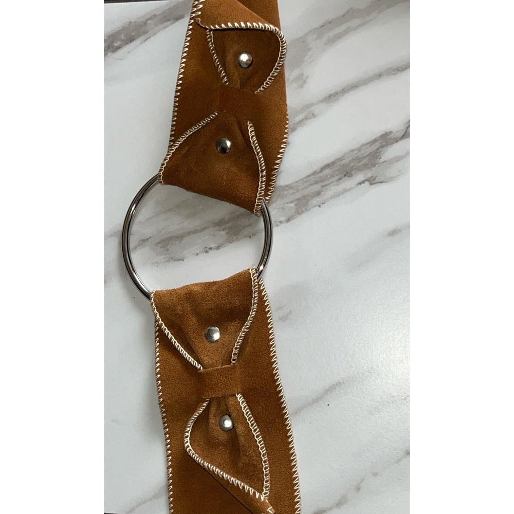 Handmade Suede Leather Wide Strap Crossbody Bag Brown Slouchy Artisan Boho UK - Picture 3 of 16